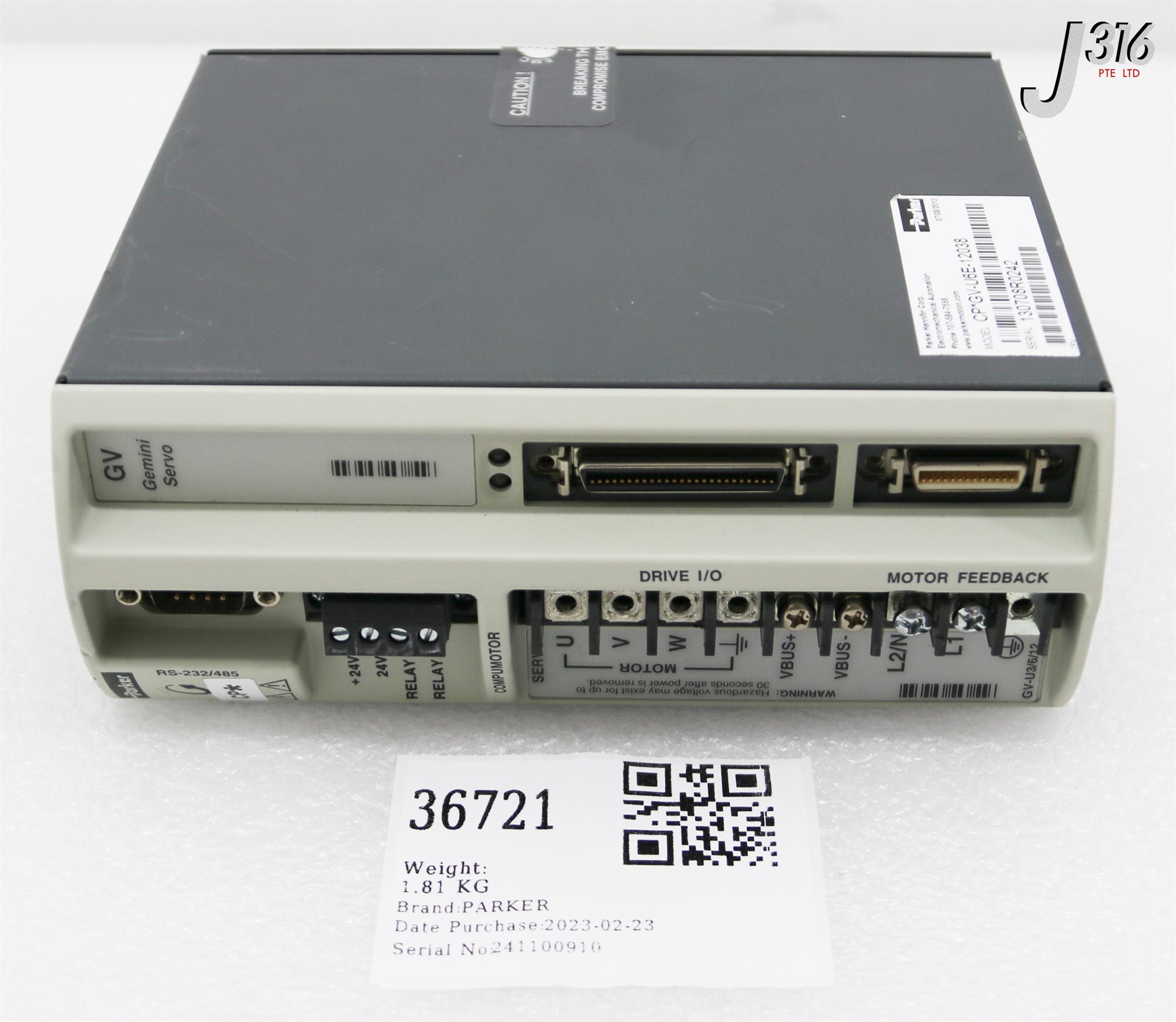 3本セット 36721 PARKER GV GEMINI SERVO DRIVER CP*GV-U6E-12038 | eBay